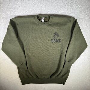 VTG US TEXTILES US MARINES PT OD GREEN SWEATSHIRT CREWNECK 50/50 USA MADE Large